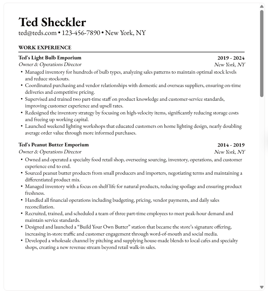 AI Generated Resume Preview