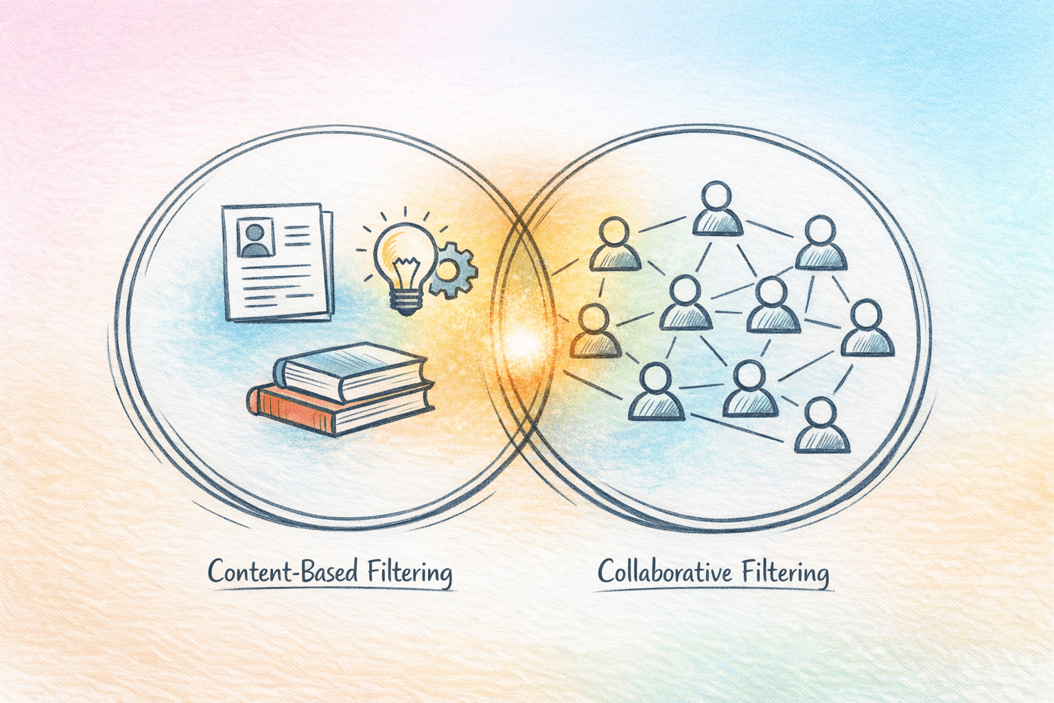 content-based filtering, collaborative filtering, recommendation systems, job recommendations, hybrid recommender, cold-start problem, recommender systems